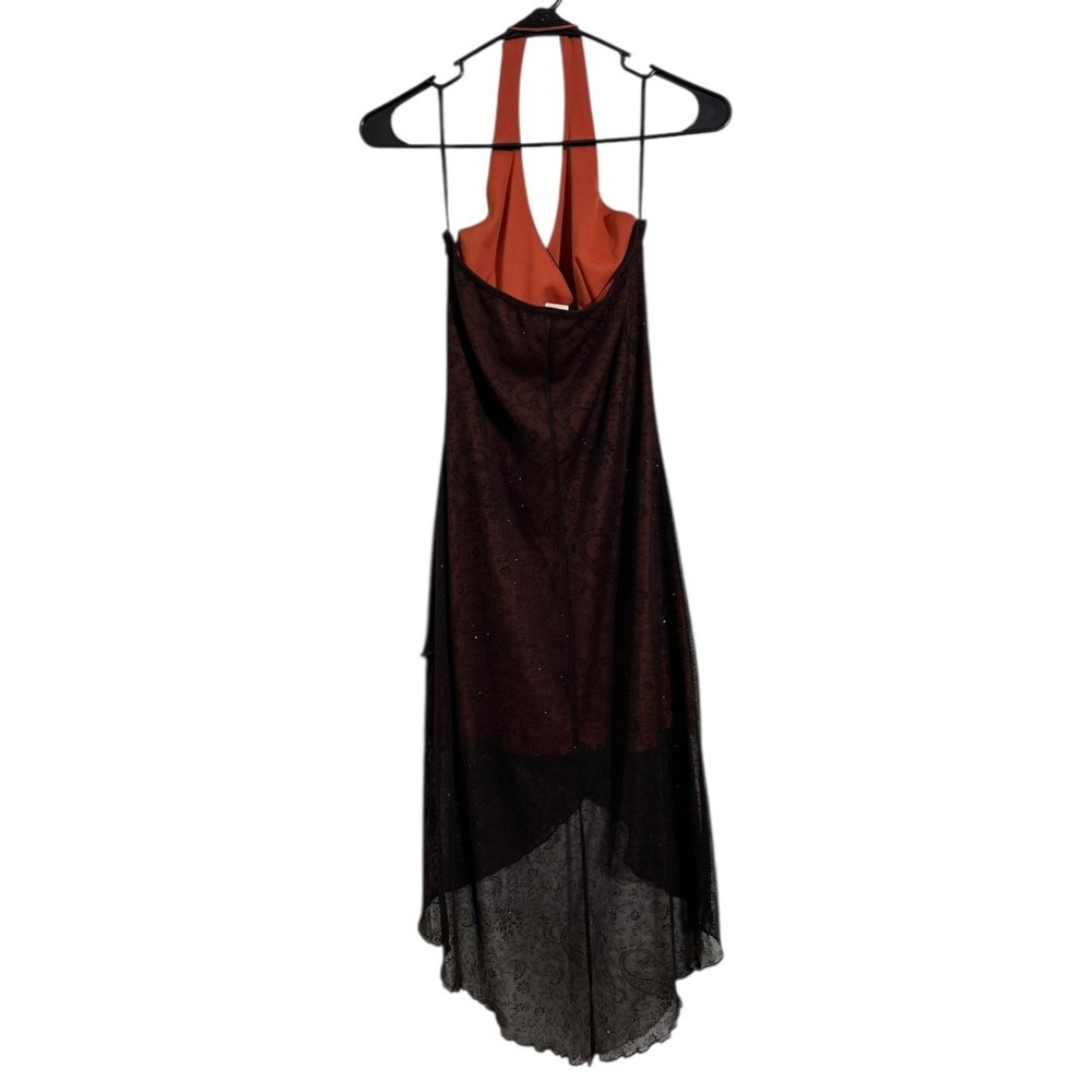 Silhouette Vintage Halter Neck Paisley Sparkle Hi Low Midi Dress Women's Size M - Picture 2 of 7